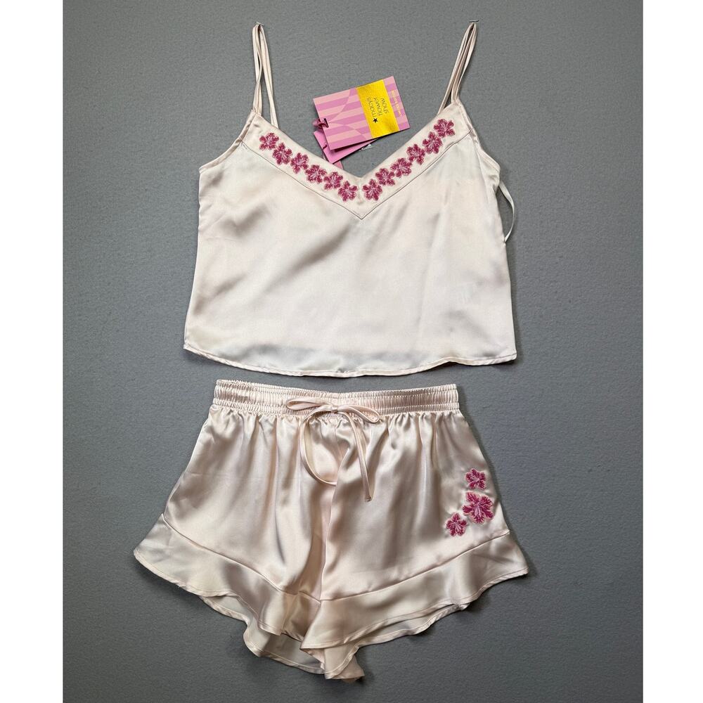 Macy's Flower Show Women's Embroidered Cami 2-Pc. Sleep Set M Cream pink $50